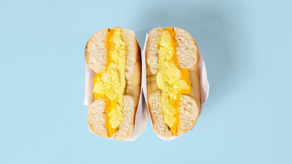 Egg And Cheese Bagel · Choice of bagel with 2 scrambled eggs and cheese.