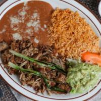 Carnitas Combo · If pork is your choice, you just try our slow roasted carnitas in it's own juice, grilled gr...