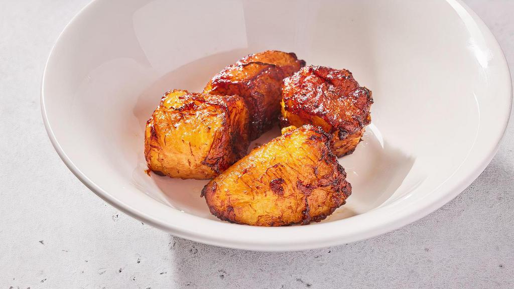 Plantains · Naturally sweet plantain slices served with chipotle aioli. Good for gluten-free, dairy-free, paleo, vegetarian, vegan (no aioli), whole30 (no aioli - honey). Aioli contains eggs. Vegetarian. Gluten-Free. We cannot make substitutions.