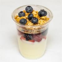 Zanotto's Yogurt Parfait · Your choice of vanilla or strawberry yogurt, topped with layers of fresh strawberries, rapbe...