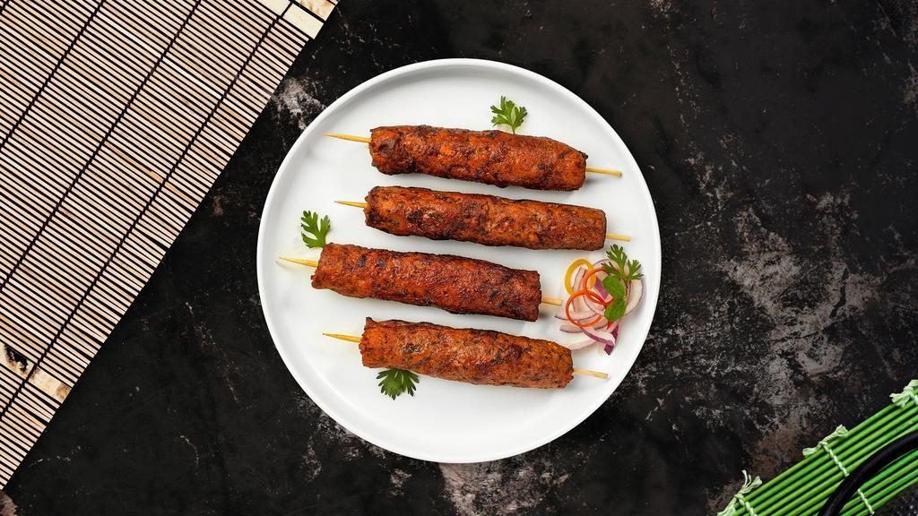 Beef Seekh Kabab · Ground beef mixed with herbs and spices, grilled on skewers.