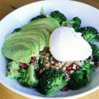 Golden Gate Grain Bowl · Avocado, Poached Egg, Farro, Freekah, Broccolini, Radicchio, Pepitas, Lemon Vinaigrette