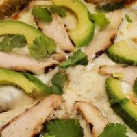 Pollo e Tequila Pizza · Spicy salsa Verde, lime tequila chicken, avocado.
