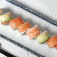 Rainbow Roll · Imitation crab meat avocado topped cooked Shrimp salmon& avocado