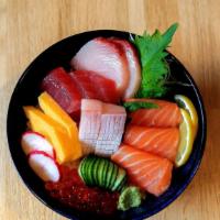 Chirashi Don · Assorted Sashimi, Ikura, Tamago Over Sushi Rice.