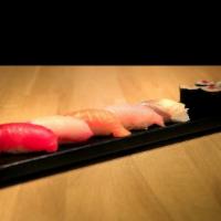 Chef Nigiri Sushi · Chef's Choice Nigiri Sushi 5 Pieces with Tekka Maki or Sake Maki.