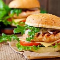 Grilled Chicken Sandwich · Grilled chicken, onions, lettuce, tomatoes, cheese, and mayonaise stuffed in between fresh m...