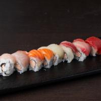 Rainbow Roll · Assorted fresh fish over real crab CA roll