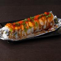 White Tiger Roll · Real crab CA roll with scallop on top and baked with house special sauce.