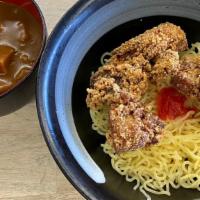 Curry Fried Chicken Over Noodle · Japanese-style fried chicken, carrots, onion, potato in rich curry sauce over Noodle.
