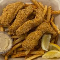 Fried Catfish W/ Cajun Fries · Mississippi catfish fillets tossed in our seasoned cornmeal and fried to crispy perfection. ...