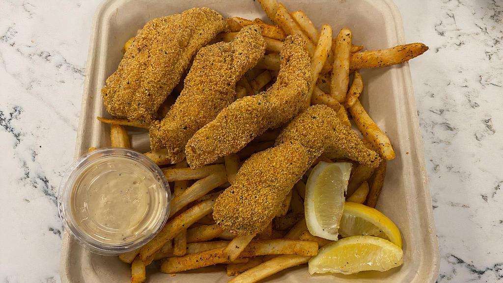 Fried Catfish W/ Cajun Fries · Mississippi catfish fillets tossed in our seasoned cornmeal and fried to crispy perfection. Served with Cajun fries remoulade sauce.