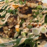 Shrimp Remoulade Salad · 5 Blackened grilled shrimp over spring mix w/ cherry tomatoes, celery, cucumbers, & house-ma...