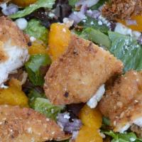 Asian Citrus Salad + 1 Sauce · Mixed Greens, red onion, Mandarin Oranges, goat Cheese, toasted almonds, crispy noodles with...