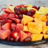Seasonal Fruit Platter · Seasonal diced and mixed fruits including cantaloupe, grapes, honeydew, pineapple, strawberr...