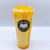 MANGO GREEN MILK TEA · Pick up to 2 toppings of your choice.