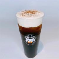 BLACK COFFEE WITH SALTED CHEESE FOAM · Include Coffee Jelly.
