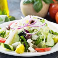Paisanos Salad · Lettuce, carrot, tomatoes, olives, cucumber, red onion.