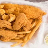 3 Item Fish Combo · Served with fries.