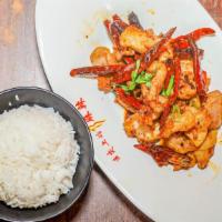 Chicken w/Explosive chili pepper · with Rice