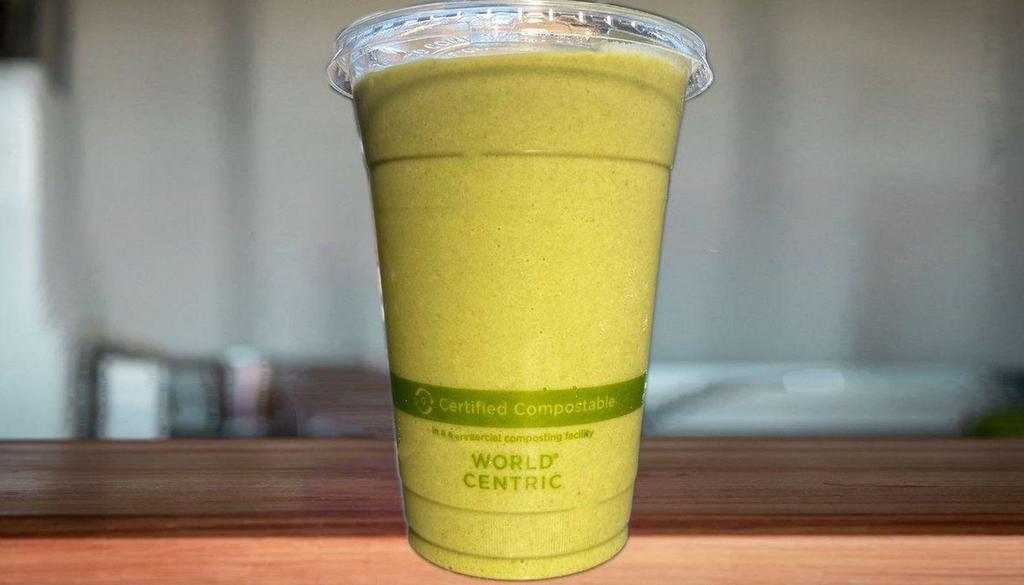 Green Smoothie · Banana, spinach, pineapple and oat milk.

✅ Gluten-free
✅ Soy-free
✅ Vegan 
✅ 100% Natural Non-GMO ingredients
