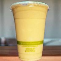 Beachside Smoothie · Banana, mango, pineapple and coconut milk.

🌱 Served with 100% compostable container and ut...