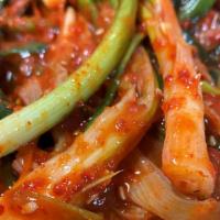 Pa (Green Onion) Kimchi · HOME-MADE! Spicy green onion kimchi, 32 oz container