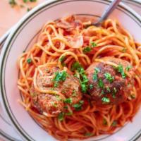 Spaghetti with Meatballs · Marinara sauce.