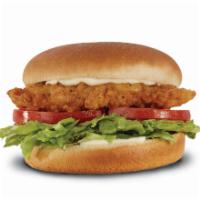 Spicy Chicken Sandwich · 4 oz. deep fried spicy chicken breast stacked with mayo, lettuce, and tomato.