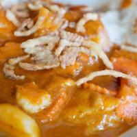 Massaman · Chicken or beef, peanuts, potato, carrot, onions, fried onions, massaman coconut curry.