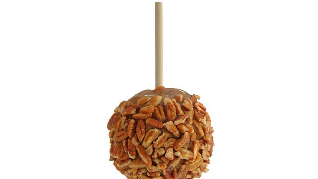 Pecan Apple · Caramel-covered Granny Smith apple rolled in pecans. Serving size: 1/2 apple. Ordering more than six? Order from the “Pre-Order” category or call the store directly.