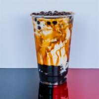 Brown Sugar Milk with Boba and Grass Jelly · 