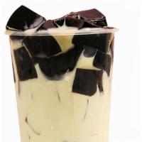 Honey Grass Jelly Milk with Boba & Pudding · 