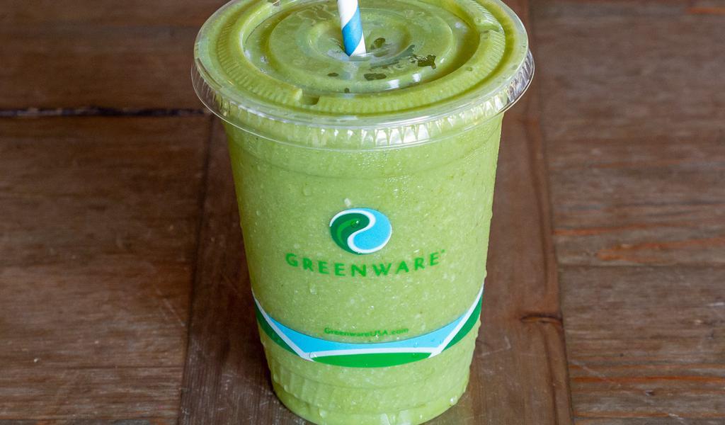 Go Green Smoothie · Supergreens, organic spinach, pumpkin seeds, lemon, ginger, bananas blended with organic apple juice, and honey.