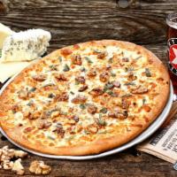 Holy Cow! · Our holy cow! Is topped with swiss-fontina, gorgonzola, mozzarella, sage, walnuts.