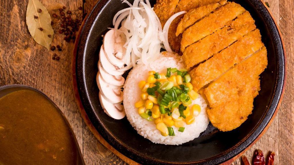 Pork Katsu · Topped with Green Onions, Red Onions, Corn.