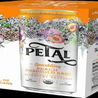 Peach Marigold Basil (12oz /4pack) · Organic, Caffeine-Free, 10 calories, sparkling water enhanced with botanicals