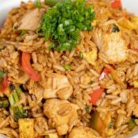 Chicken Fried Rice · Fried rice tossed in a wok with juicy chicken breast, fresh red peppers, broccoli, asparagus...