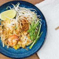 Pad Thai Sen Chan · Stir fried rice noodle, roasted peanuts, dried shrimps, egg, bean sprouts, chives, tamarind ...