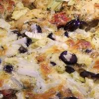 Grilled Artichoke · mozzarella, ricotta, garlic, black olives, spirng onion-piquillo pepper vinaigrette