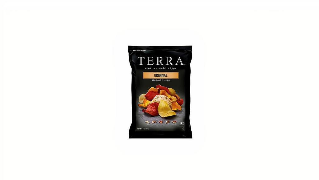 Terra - Original With Sea Salt · Original Chips with Sea Salt; Blend of yuca, sweet potato, parsnip, taro and batata; Made with real vegetables; Gluten-free, vegan.