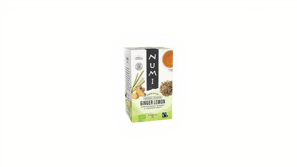 Numi - Organic Tea - Ginger Lemon · This rich and invigorating blend grounds the body and uplifts the spirit. We combine bright, refreshing lemongrass with warming ginger root for soothing comfort. Our green tea is decaffeinated by a revolutionary organic CO2 process called Effervescence. It is the only chemical-free method that does not extract the flavor or antioxidants inherent in green tea.