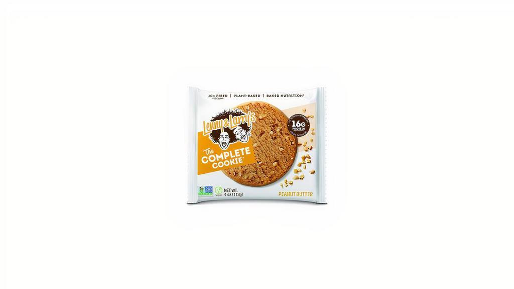 Lenny & Larrys - Complete Cookie - Peanut Butter · The Complete Cookie, Peanut Butter 10 g fiber per cookie. 16 g protein per cookie. 0 g sugar alcohols. Vegan. See nutrition information for sat fat content. Non-GMO Project verified. nongmoproject.org. The complete cookie. Plant-based. Baked nutrition.