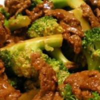 Broccoli Beef · Tender beef sauteed with garden fresh broccoli in light oyster sauce.