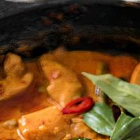 Red Curry แกงเผ็ด · Despite the color, the red curry is actually a mild-medium spicy curry with a great depth of...