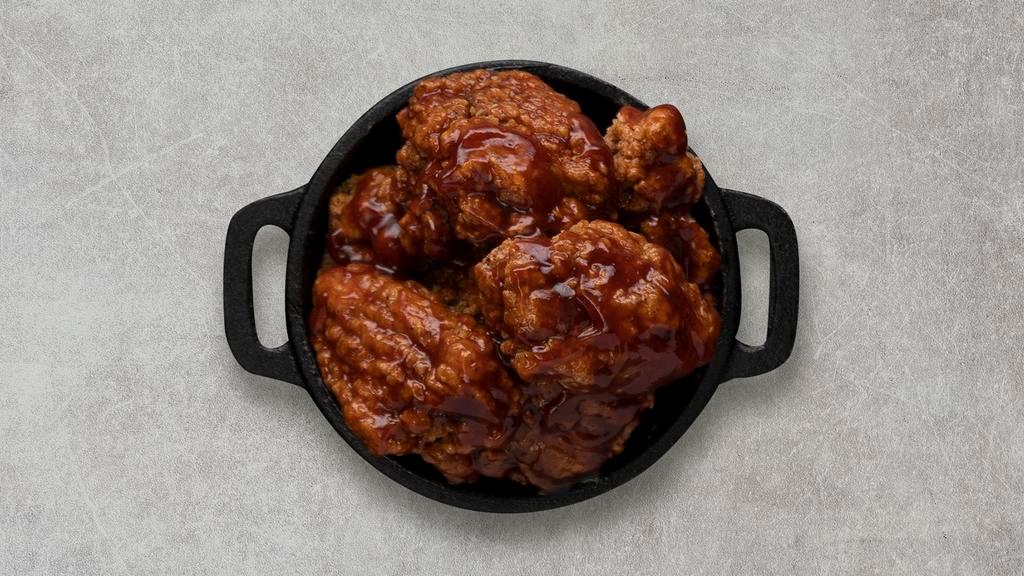 Honey BBQ Boneless Wings · Served with celery or carrots, and blue cheese or ranch.