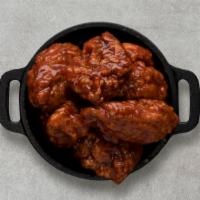 Korean BBQ Boneless Wings · Served with celery or carrots, and blue cheese or ranch.