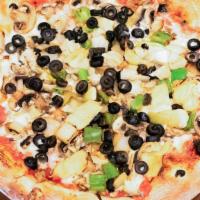 12' Vegetarian · With cheese, mushrooms, olives, onions, green peppers, artichoke hearts, olive oil and pizza...