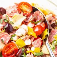 Antipasto Salad · Fresh cut lettuce mixed with pepperoni, salami, black olives, red peppers, provolone cheese,...