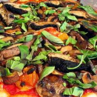 Joliet Jake Pizza · Four kinds of mushrooms, shiitake, portobello, cremini and button, with dried apricots, and ...
